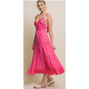 Love Tree Crochet Top Tie Back Midi Dress Size Small 2-6